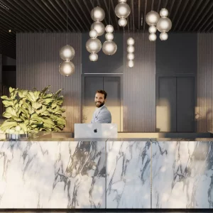 Recepcja w Damrota Garden, Apartamenty z serwisem, Penthouse Katowice, Penthaus Katowice, Damrota Garden,