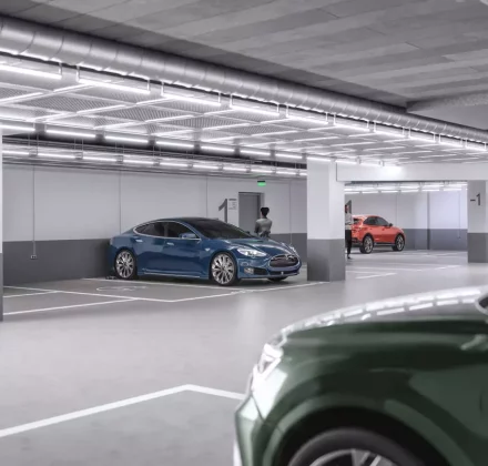 Parking podziemny w Damrota Garden, Apartamenty z serwisem, Penthouse Katowice, Penthaus Katowice, Damrota Garden,